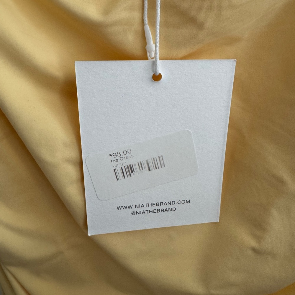 NIA Anthropologie Ina Ruched Cowl Butter Yellow Event Wedding Guest Dress Spring - Picture 11 of 11